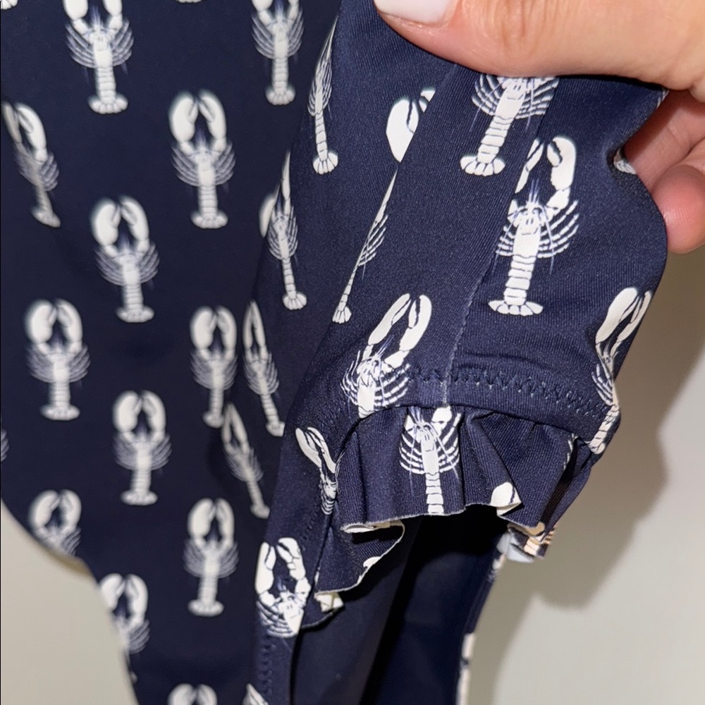 Vineyard Vine Navy Lobster Print Long Sleeve Swimsuit - Picture 5 of 5